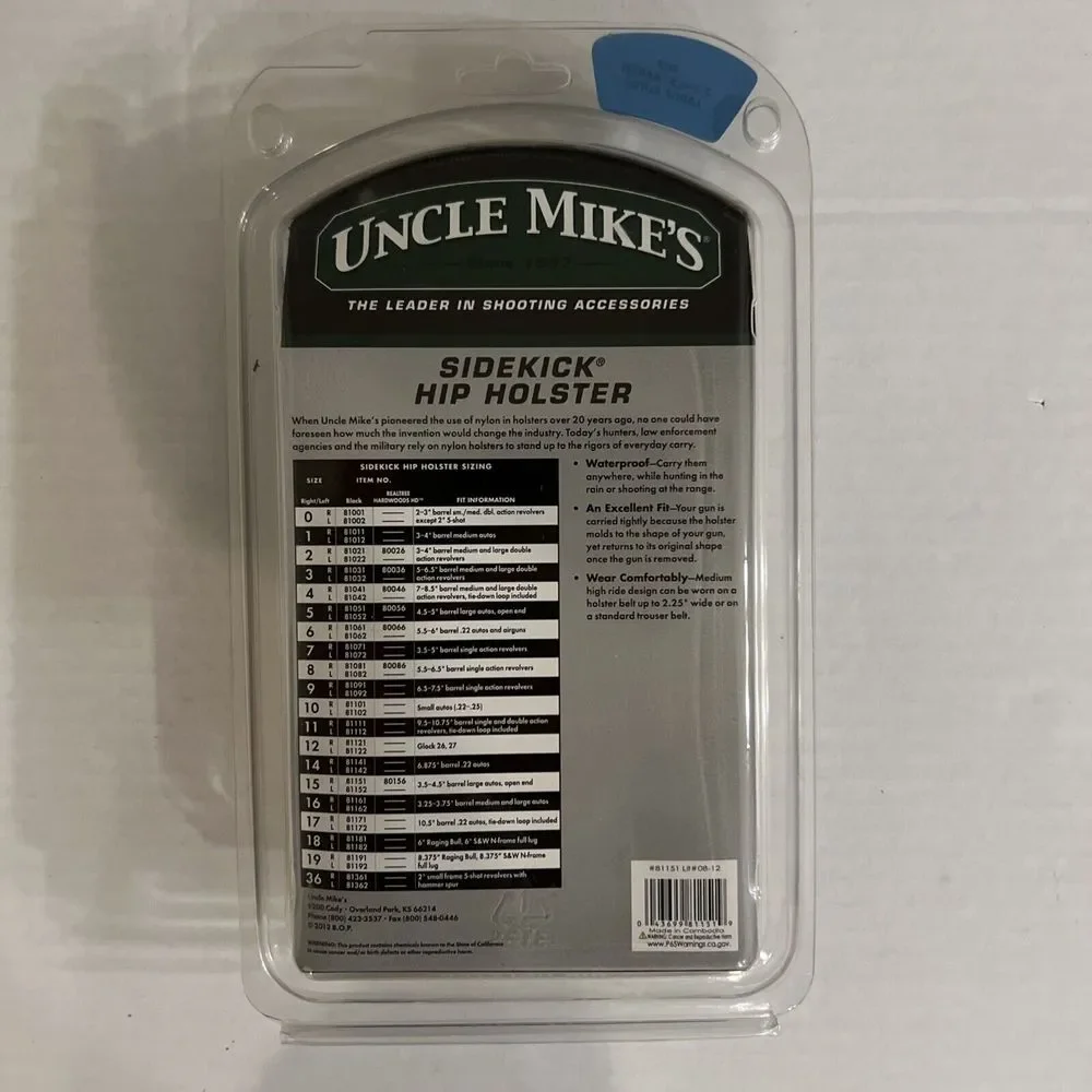 Uncle Mike's Sz 15 (89151) RH Inside the Pant Holster 3.75-4.5